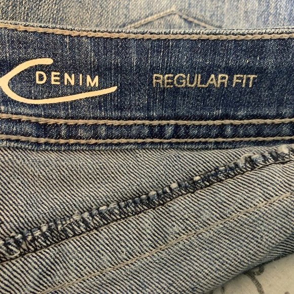 Inc Denim Regular Fit Shorts Women Size 0 Raw Hem Distressed Crochet Lace Detail - Picture 7 of 8